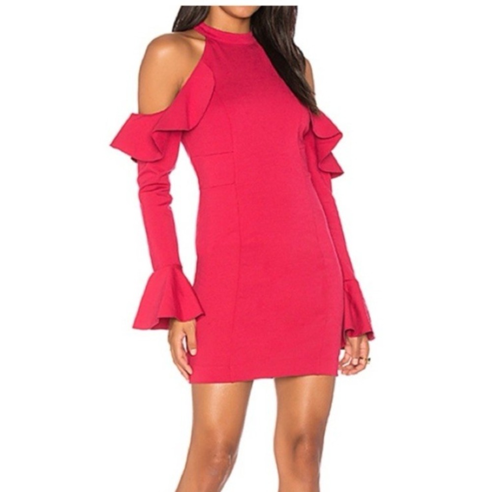 Free People Sweet Talk‎ Ruffle Off-The-Shoulder Red Sheath Mini Dress Size Small